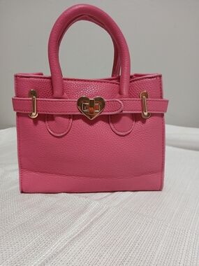 Pink Kids Mini Tote Handbag with Heart Lock